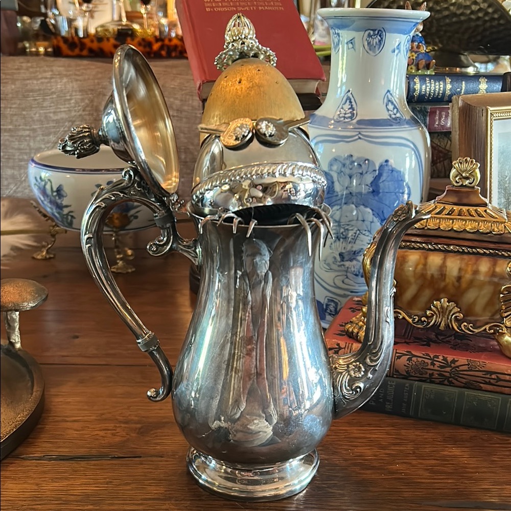 Found Object Teapot Sculpture with Teacup Creature